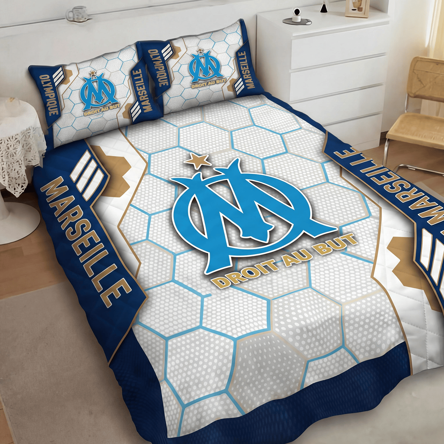 Olympique Marseille Inspired Quilt Set