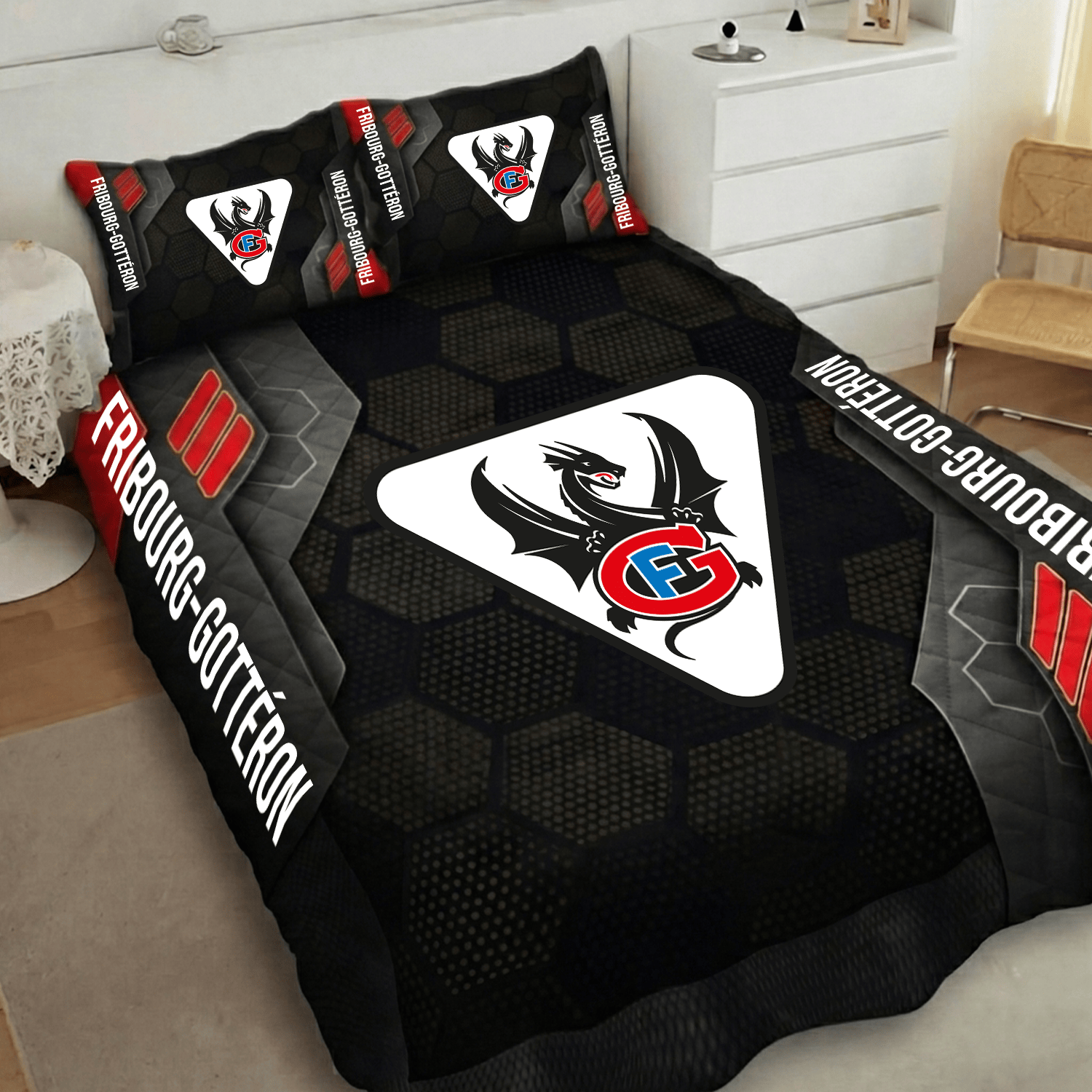 Fribourg Gottéron Inspired Full Bedding Set