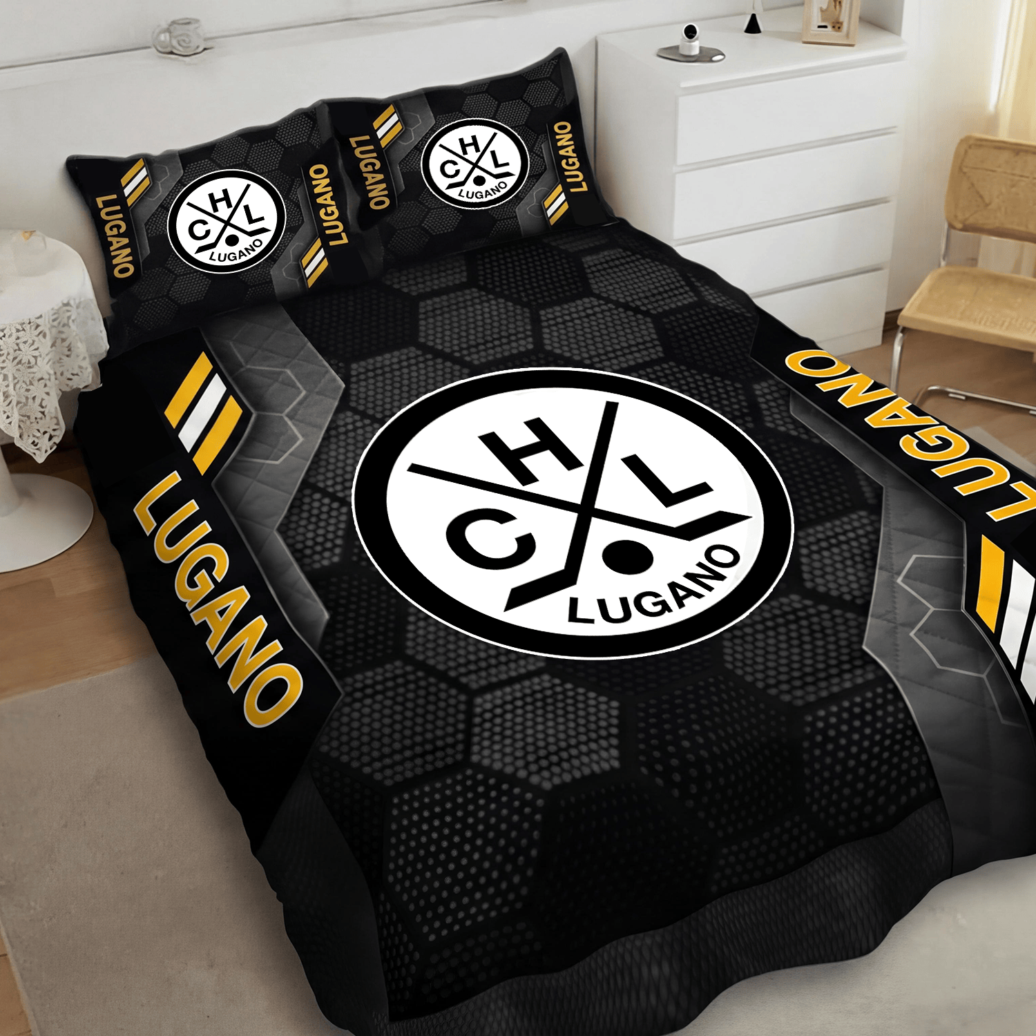HC Lugano Inspired Full Bedding Set