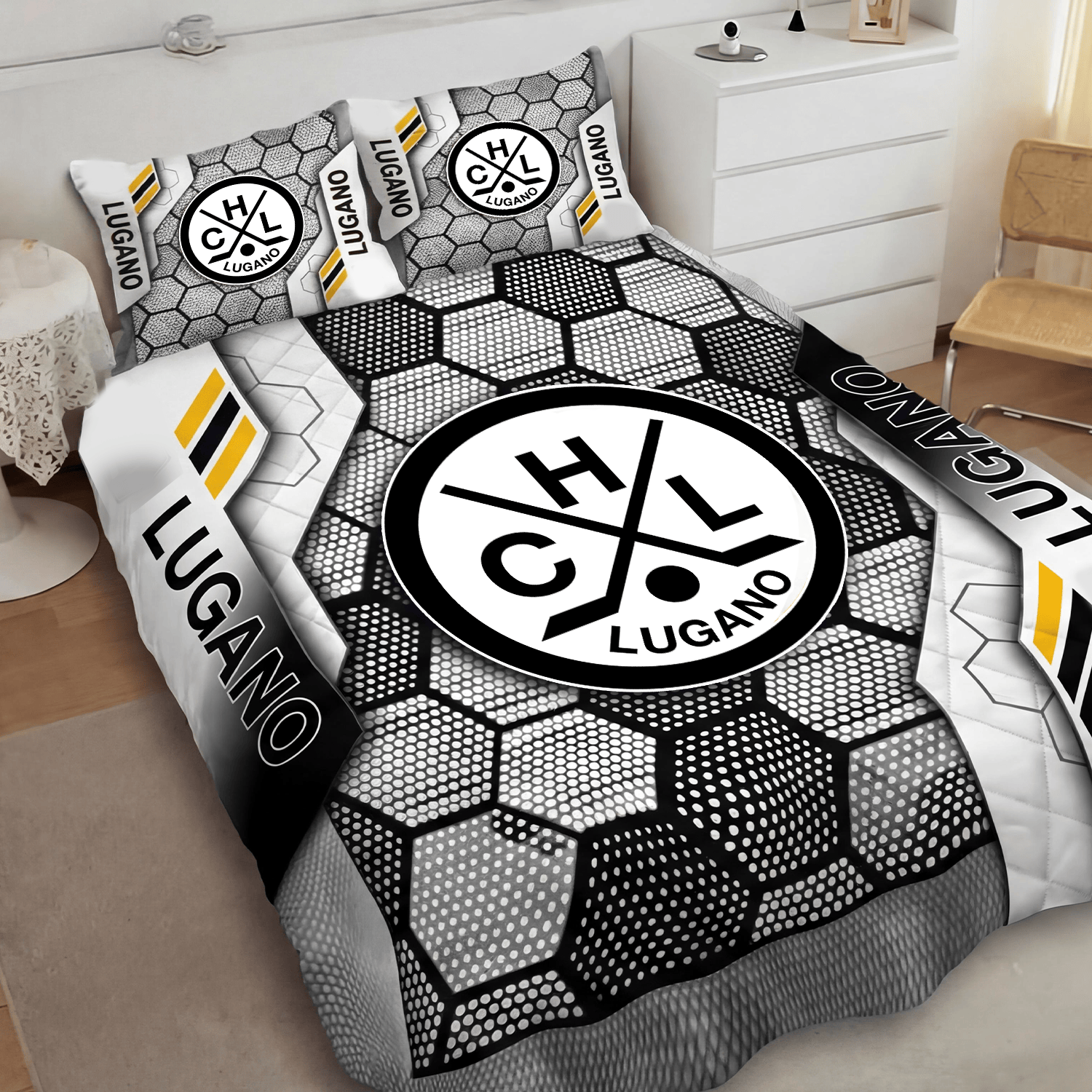 HC Lugano Inspired Full Bedding Set