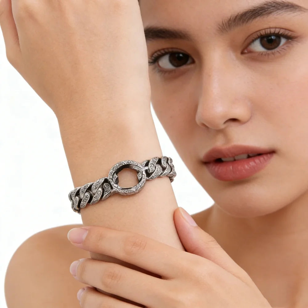 2026 New S925 Sterling Silver Fashion Retro Large G Bracelet Commute