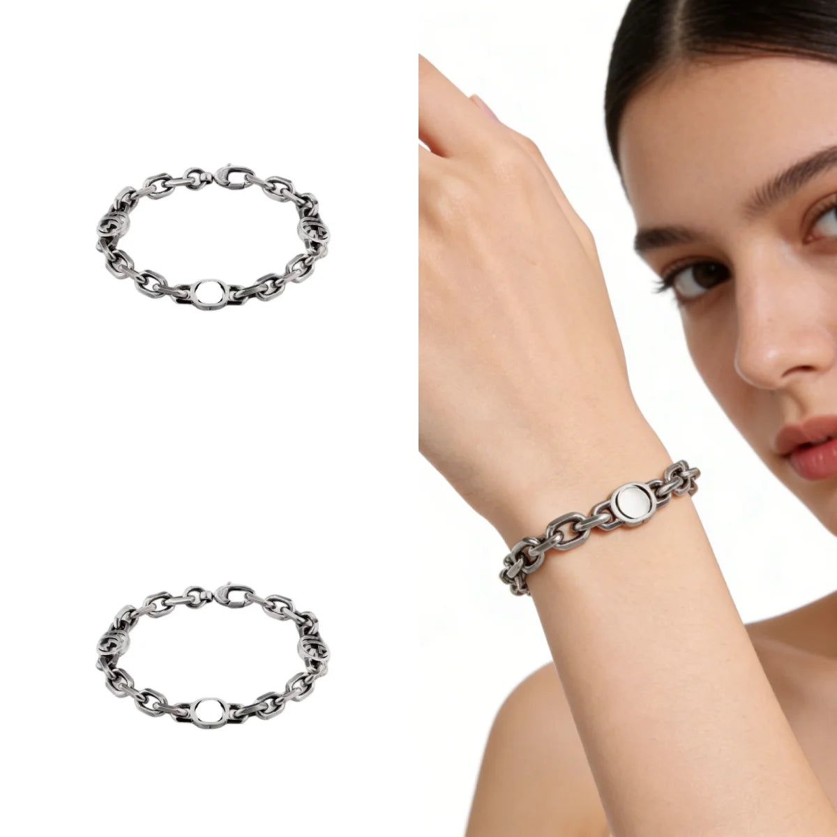 2026 New S925 Pure Silver Fashionable Retro Three G Bracelets Commute