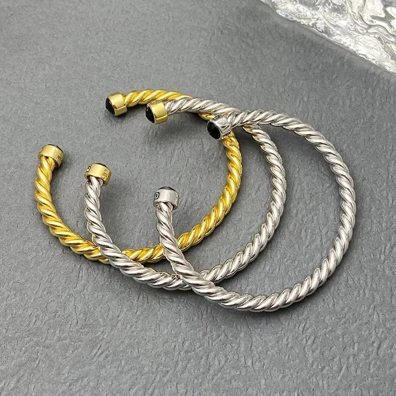 Spiral Twisted Bracelet Colored Crystal Decorations Open Mouth Bracelet High Quality Fashion Jewelry Wholesale