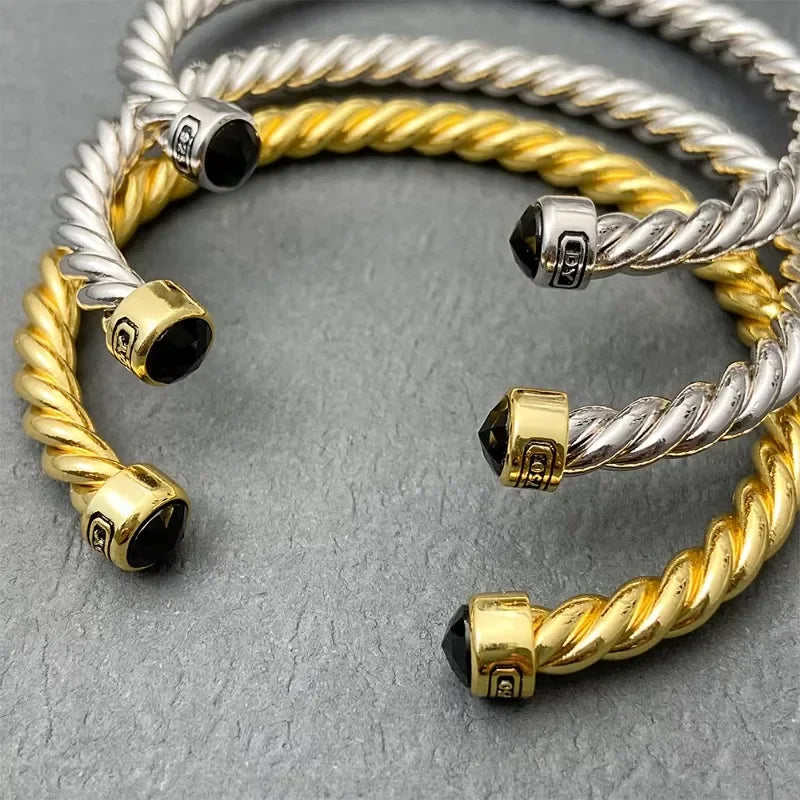Spiral Twisted Bracelet Colored Crystal Decorations Open Mouth Bracelet High Quality Fashion Jewelry Wholesale