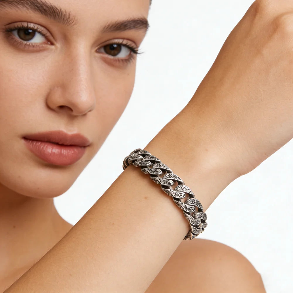 2026 New S925 Sterling Silver Fashion Retro Large G Bracelet Commute