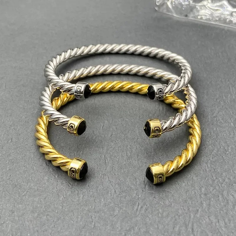 Spiral Twisted Bracelet Colored Crystal Decorations Open Mouth Bracelet High Quality Fashion Jewelry Wholesale